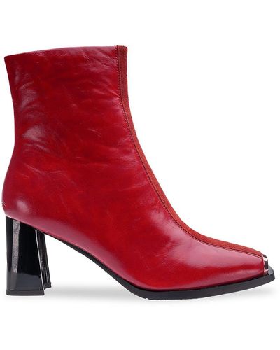 Lady Couture Tempo Block Heel Ankle Boots - Red