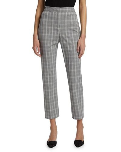 Tahari The Taylor Tapered Plaid Trousers - Grey