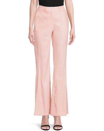 St. John Dkny Linen Blend Boot Cut Pants - Pink