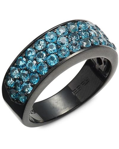 Effy London Blue Topaz & Black Rhodium-plated Sterling Silver Ring