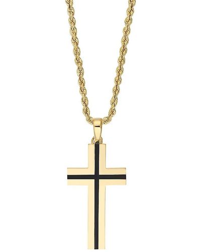 Saks Fifth Avenue Saks Fifth Avenue 14k Yellow Gold & Enamel Accent Cross - Black