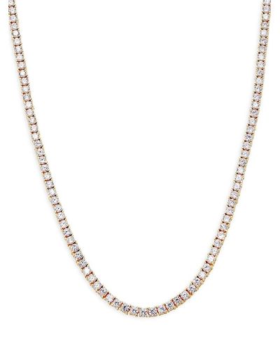 Sterling Forever 14K Goldplated Sterling Cubic Zirconia Studded Tennis Necklace - Natural