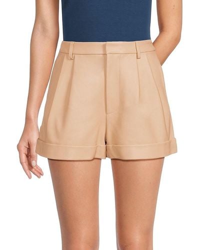 Alice + Olivia Conry High Rise Leather Shorts - Blue