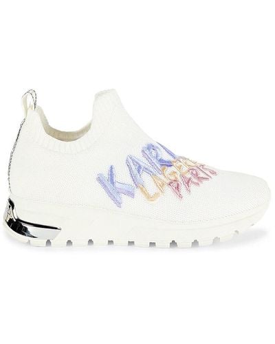 Karl Lagerfeld Mirren Embroidery Low Top Slip On Sneakers - White