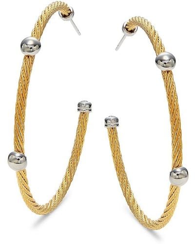 Alor 18k White Gold & Stainless Steel Half-hoop Earrings - Metallic