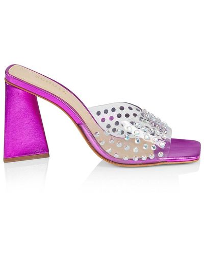 SCHUTZ SHOES Lizah Crystal-studded Block-heel Sandals - Multicolour