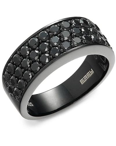 Effy Rhodium-plated Sterling Silver & Black Spinel Band