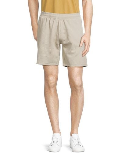FLEECE FACTORY Textured Flat Front Shorts - Natural