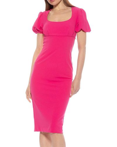 Alexia Admor Shiloh Puff Sleeve Sheath Dress - Pink
