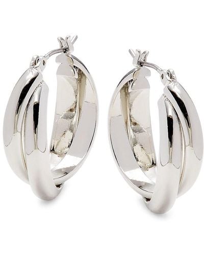 Shashi Vera Silverplated Huggie Earrings - White