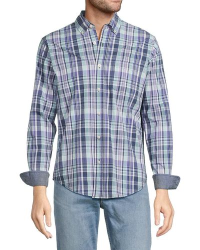 Tailor Vintage Fast Dry Performance Stretch Check Shirt - Blue