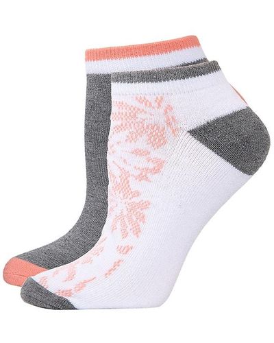 Natori Women's Floral 4-pack Half-cushion No-show Socks - White Peach - Size 9-11