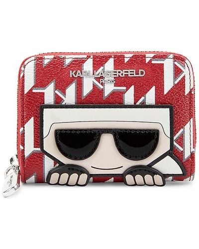 Karl Lagerfeld Logo Print Zip Around Wallet - Red
