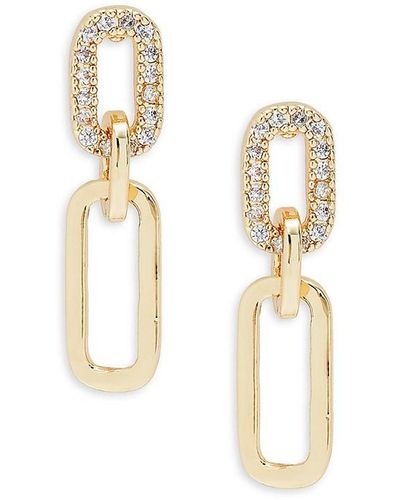 Shashi 14k Goldplated Sterling Silver & Cubic Zirconia Link Pave Drop Earrings - White