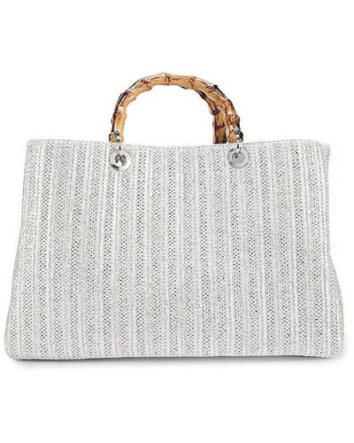 Collection 18 Textured Bamboo Handle Tote - White
