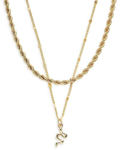 Ava & Aiden Set Of 2 24k Goldplated Necklace Set - Metallic