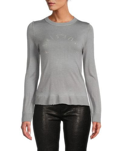 Zadig & Voltaire Embellished Merino Wool Sweater - Grey