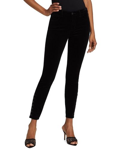 L'Agence Piper Velvet Skinny Trousers - Black