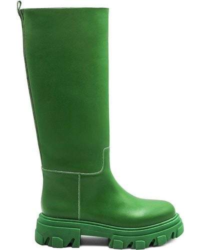 Gia Borghini Gia X Pernille Tubular Leather Knee Combat Boots - Green
