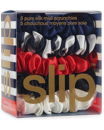 Slip Nautical 5-pack Midi Silk Scrunchies - Blue