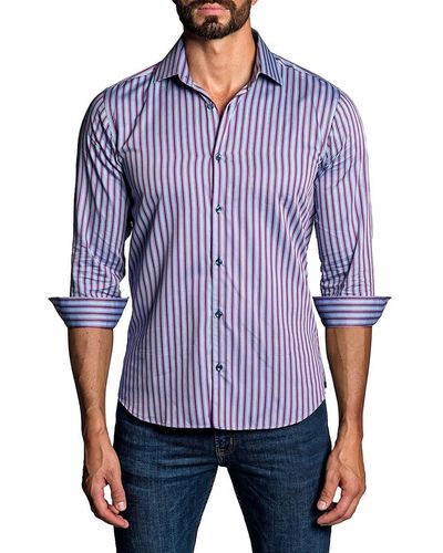 Jared Lang Striped Button Down Shirt - Blue