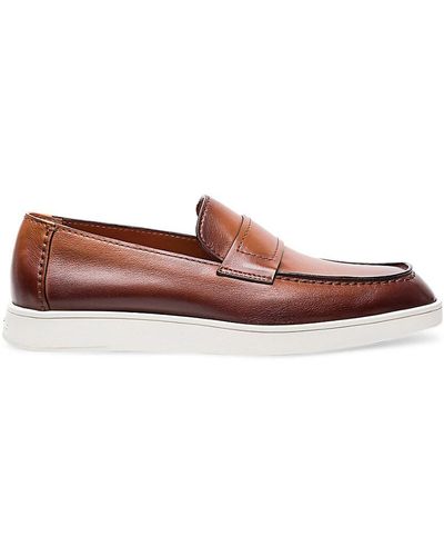 Santoni Drastic Leather Flatform Loafers - Brown