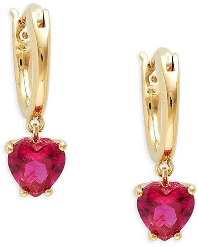 Adriana Orsini Goldtone & Glass Crystal Heart Drop Earrings - Pink