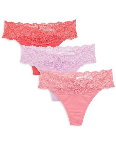 Skarlett Blue 3-pack Lace Thongs - Pink