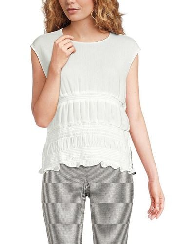 Tommy Hilfiger Smocked Extended Sleeve Top - White