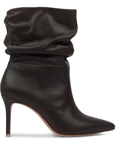 Black Suede Studio Ilsa Leather Heel Ankle Boots in Gray