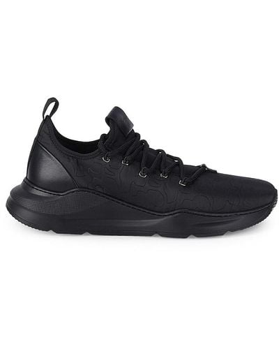 Canali Textured Leather Sneakers - Black