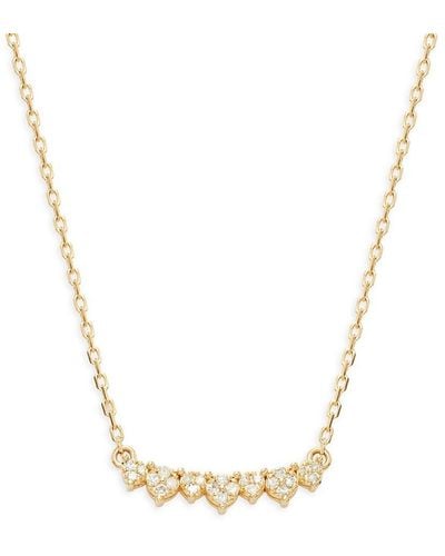 Saks Fifth Avenue 14k Yellow Gold & 0.07 Tcw Diamond Cluster Bar Necklace/17.75" - Metallic