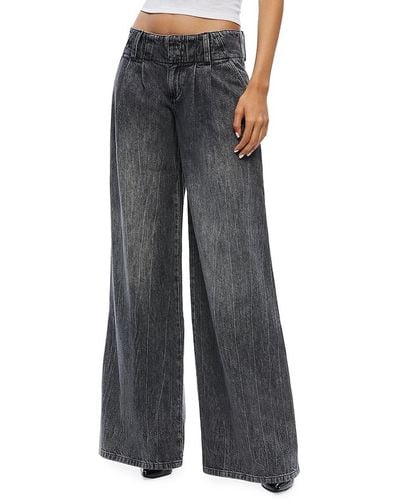 Alice + Olivia Anders High Rise Pleated Wide Leg Jeans - Black