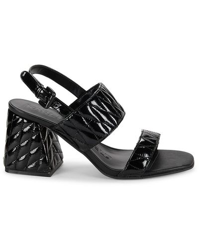 Karl Lagerfeld Sarina Quilted Open Toe Leather Sandals - Black