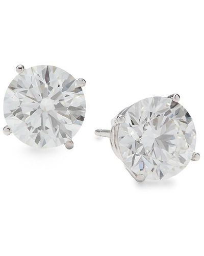 Saks Fifth Avenue 14k White Gold & 3 Tcw Lab Grown Diamond Stud Earrings - Metallic