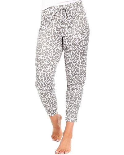 Tahari Leopard Print Pajama Pants - Gray