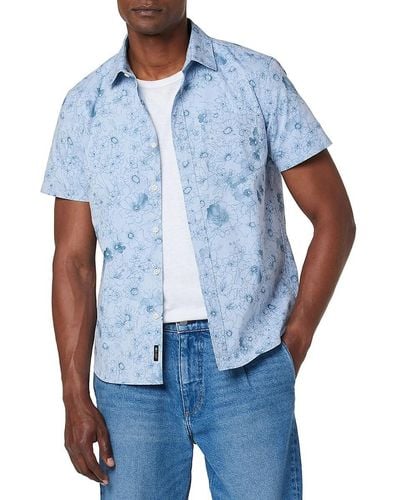 Joe's Jeans Scott Floral Short Sleeve Button Down Shirt - Blue