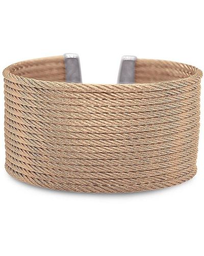 Alor Essential Cuffs Goldtone & Stainless Steel Cable Bracelet - White