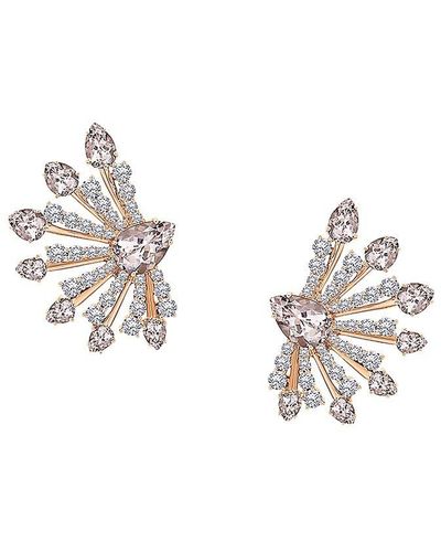 Hueb Botanica 18k Rose Gold, Rose Morganite & Diamond Oversized Stud Earrings - Metallic