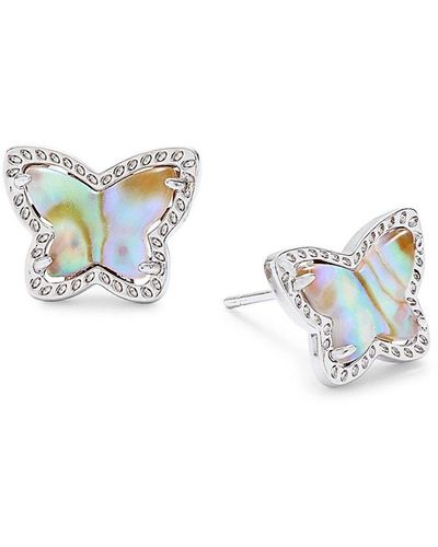 Kendra Scott Lillia Rhodium Plated & Abalone Butterfly Stud Earrings - White