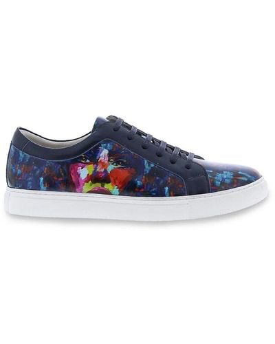Robert Graham Greatwhite Paint Leather Sneakers - Blue