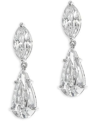 CZ by Kenneth Jay Lane Rhodium Plated & Cubic Zirconia Drop Earrings - White