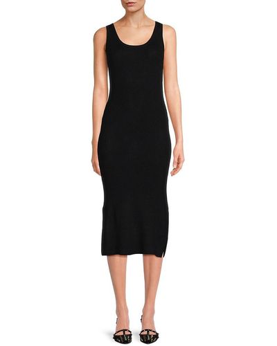 Elie Tahari Ribbed Merino Wool Jersey Midi Dress - Black