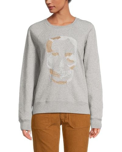 Zadig & Voltaire Camo Skull Crewneck Sweatshirt - Grey