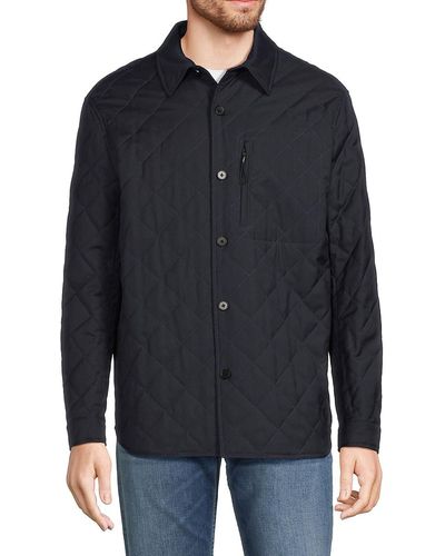 Saks Fifth Avenue 'Quilted Shirt Jacket - Black
