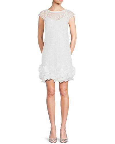 Guess Embroidered Ruffle Mini Dress - White