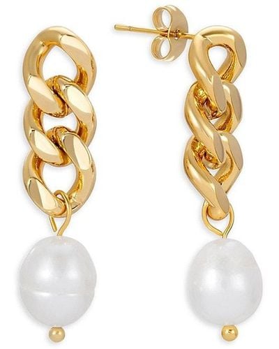 Eye Candy LA The Luxe Gia 14K Goldplated & Shell Pearl Chain Earrings - White