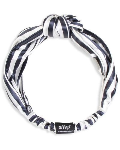 Slip Striped Silk Knotted Headband - Multicolour