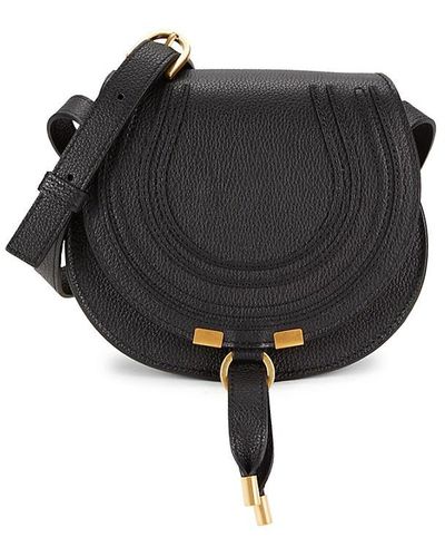 Chloé Marcie Leather Saddle Crossbody Bag - Black