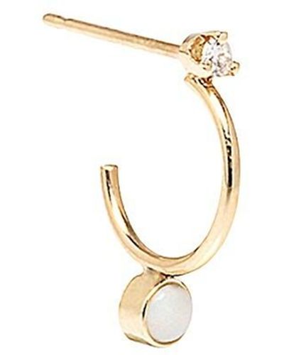 Zoe Chicco 14k Yellow Gold, Diamond & Opal Single Earring - White